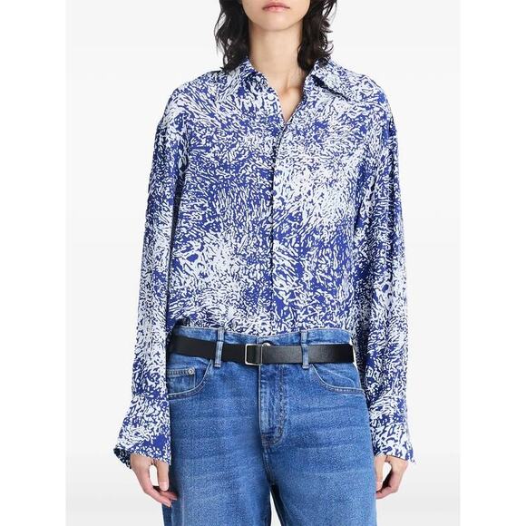 Proenza Schouler Norman Shirt in Cobalt Multi 0 - Picture 1 of 5